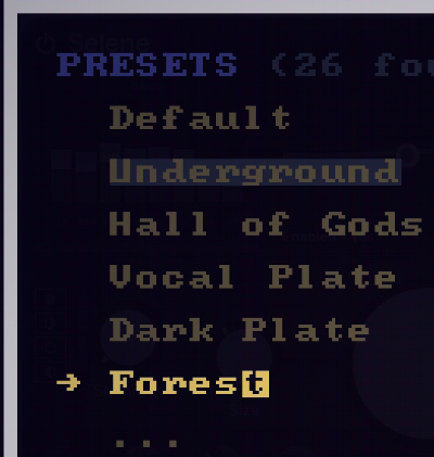 Selene's presets list